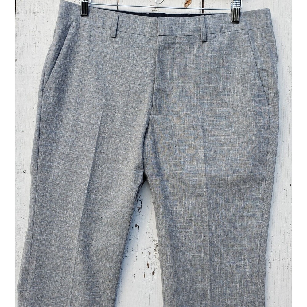BONOBOS Tollegno 1900 3D Wool Cotton Linen Gray Texture Pants 34/30 Tailored Fit - Picture 3 of 9